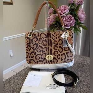 NWT Coach Hampton RARE Calf Hair Leapard Ocelot Snake Embossed